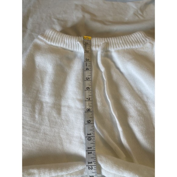Womens White Knit High Rise Pants Drawstring Ribbed Size XL Sweatpants Jogger - Picture 11 of 13